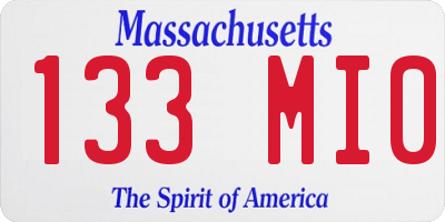 MA license plate 133MI0