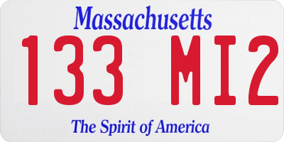 MA license plate 133MI2