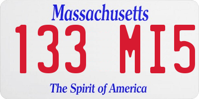 MA license plate 133MI5