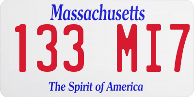 MA license plate 133MI7