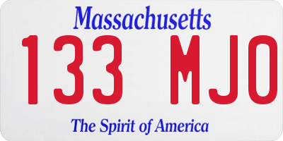 MA license plate 133MJ0
