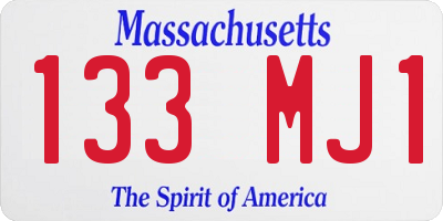 MA license plate 133MJ1