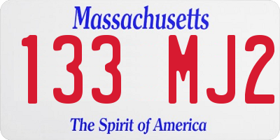 MA license plate 133MJ2
