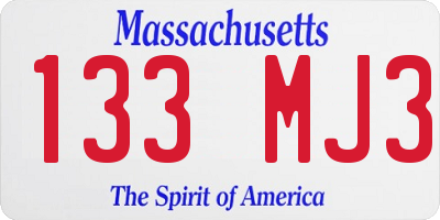 MA license plate 133MJ3