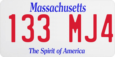 MA license plate 133MJ4