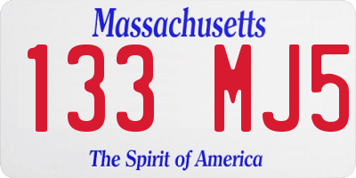 MA license plate 133MJ5
