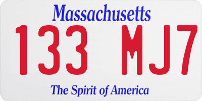 MA license plate 133MJ7