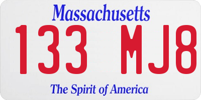 MA license plate 133MJ8