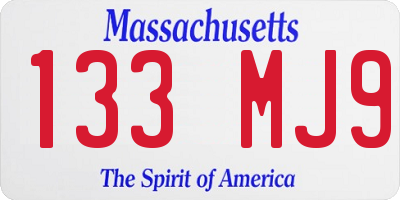 MA license plate 133MJ9