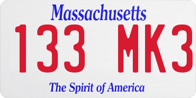 MA license plate 133MK3