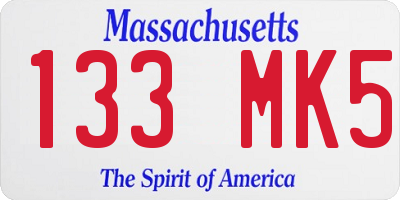 MA license plate 133MK5
