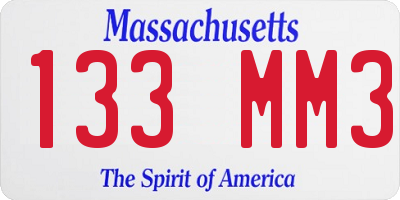 MA license plate 133MM3