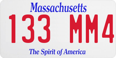 MA license plate 133MM4