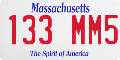 MA license plate 133MM5