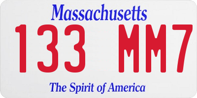 MA license plate 133MM7