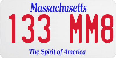 MA license plate 133MM8