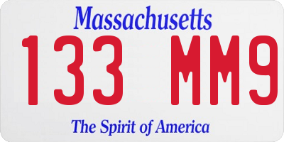 MA license plate 133MM9