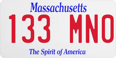 MA license plate 133MN0