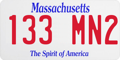 MA license plate 133MN2