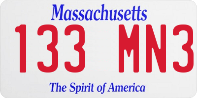MA license plate 133MN3