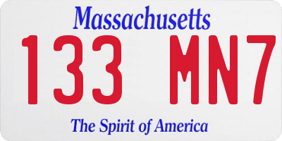 MA license plate 133MN7