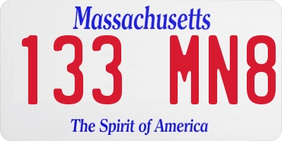 MA license plate 133MN8