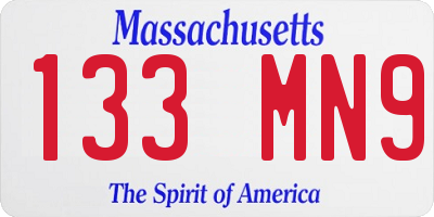 MA license plate 133MN9