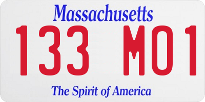 MA license plate 133MO1