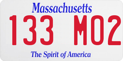 MA license plate 133MO2