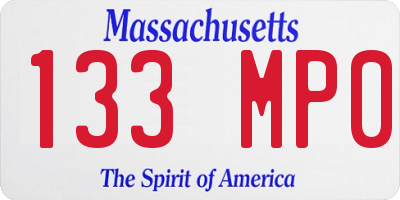 MA license plate 133MP0