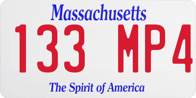 MA license plate 133MP4