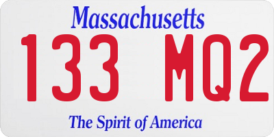 MA license plate 133MQ2