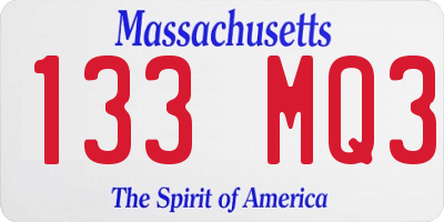 MA license plate 133MQ3