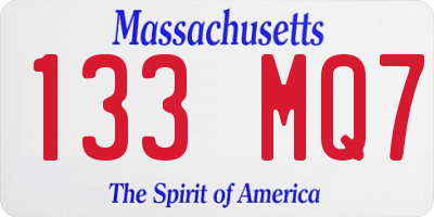 MA license plate 133MQ7