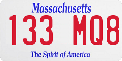 MA license plate 133MQ8