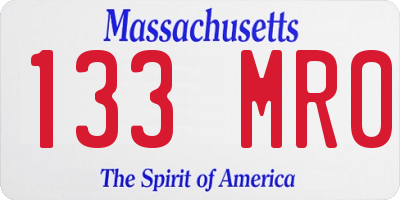 MA license plate 133MR0