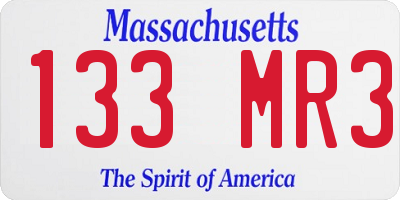 MA license plate 133MR3