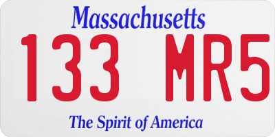 MA license plate 133MR5