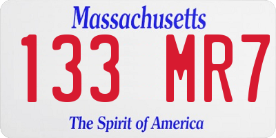 MA license plate 133MR7