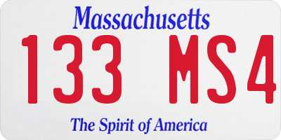 MA license plate 133MS4