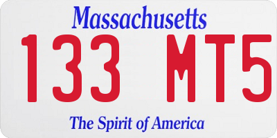 MA license plate 133MT5