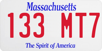 MA license plate 133MT7