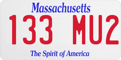 MA license plate 133MU2