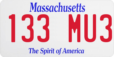 MA license plate 133MU3