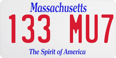 MA license plate 133MU7