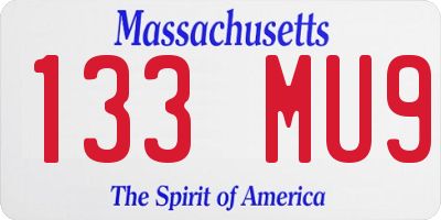 MA license plate 133MU9