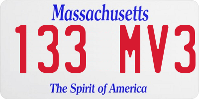 MA license plate 133MV3