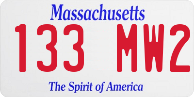 MA license plate 133MW2
