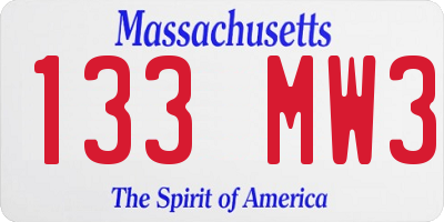 MA license plate 133MW3