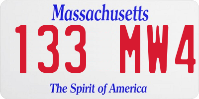 MA license plate 133MW4